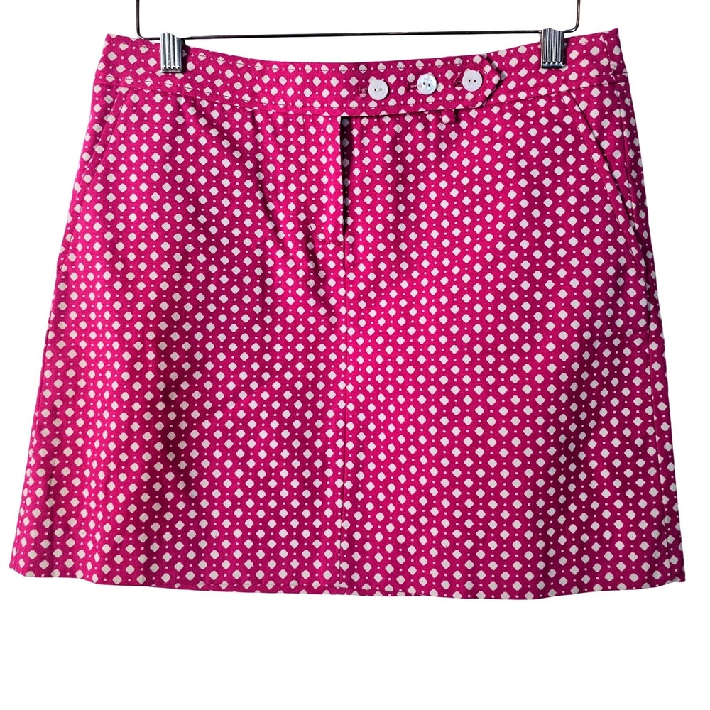 J.Crew Womens Pink White Polka Dot Cotton Mini Skirt 6 Summer Resort Preppy